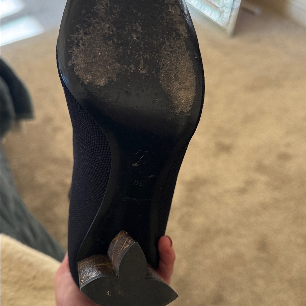 Louis Vuitton Black Heeled Boots with Monogram Detail - Picture 4 of 5